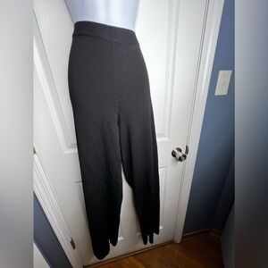 Kate Hill Womens Medium Rayon Slinky Rib Knit Flare Trouser Dress Pants Black M